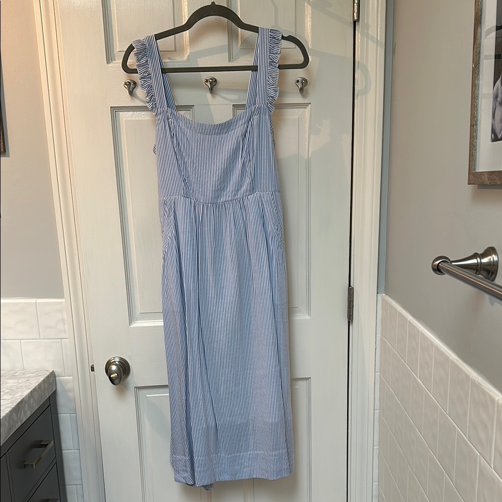 Blue Striped Sleeveless Dress